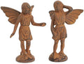 Sungmor Cast Iron Angel Statue Garden Fairy Figurines, 2 Pack Rustic Rust by Sungmor