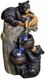 23.6" H Modern Bear Outdoor Water Fountain with LED Lights and Pump, Floor Standing Waterfall Feature Outdoor Garden Fountain for Garden, Porch, Patio and Backyard Decor by Veemuaro