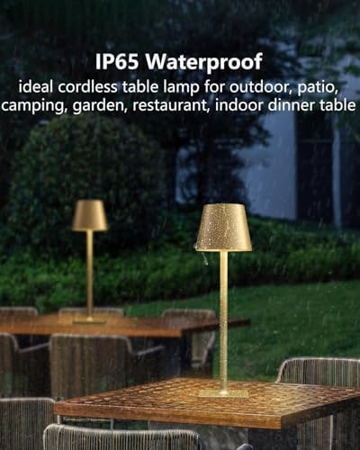 Fizrice Rechargeable Table Lamp Cordless Battery Operated, Gold 2 Pack - Image 4