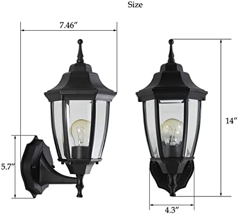 2-Pack Waterproof Aluminum Outdoor Light Fixture Wall Mount Exterior Porch Lights Outdoor Wall Lamp,Anti-Rust Porch Lights for Outside Garage Patio Exterior Lights for House - Image 2