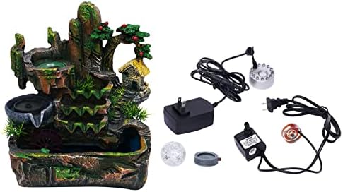Tabletop Rockery Fountain, Small Waterfall Fountains Indoor with LED Lamp Atomization Effect, Rockery Water Fountain Ornament for Home Office Bedroom Decoration, Style A - Image 3