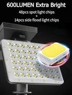 Solar Spotlights Micro-wave Motion Sensor, Outdoor Flood Lights Waterproof with 62pcs Bright LEDs, Landscape Solar Powered Motion Spot Light Dusk-to-Dawn for Garden, Yard, Ground, Wall (White, 2pcs) - Image 4