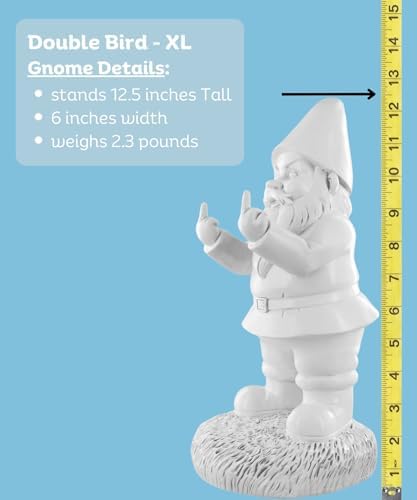 Gnometastic Gnude Gnomes - Middle Finger Unpainted Gnome, 12.5in, Paint Your Own Gnome - Funny Garden Gnomes to Paint for Adults, Polyresin Outdoor or Indoor - Image 2