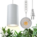 Hanging Grow Lights Full Spectrum Warm White Color, with Timer, Plant Grow lamp with 15FT Power Cord, Height Adjustable Plug-in Pendant Grow Light, Decorative Light for Indoor Plants (White) by GroNeed
