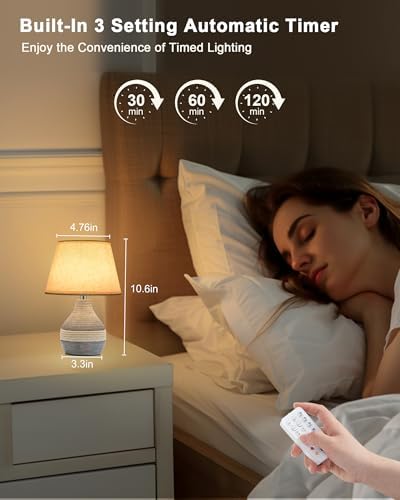 UMEXUS 10" Small Ceramic Cordless Table Lamp, Rechargeable Battery, Coastal - Image 4