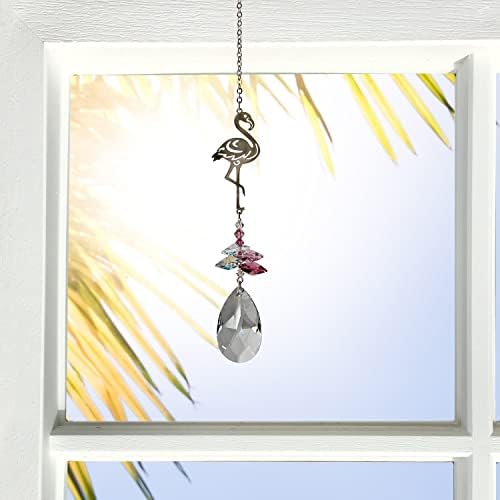 Woodstock Chimes Sun Catcher Crystal Fantasy, 4.5" Flamingo Crystal Suncatcher Pink Hanging Window Prism for Indoor Kitchen Office Gifts Rearview Car Mirror Décor, Rainbow Makers Collection - Image 2