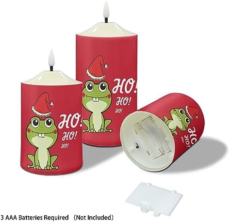 Cozeyat Flameless Bullet Floating Candles with Remote Control Set of 3, Red Christmas Frog Pattern Electric Candles Christmas Decoration, 4/6H Timer Waterproof Tea Lights Candles - Image 3
