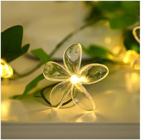 Artificial Flower Vine String Lights With Green Leaves Decor|Led Copper Wire Fairy Lights|Romantic Artificial Plants Ambiance Lamps For Party Christmas Bedroom,A-Warm White,10m(32.8ft)-100LED-Battery by CAKERS