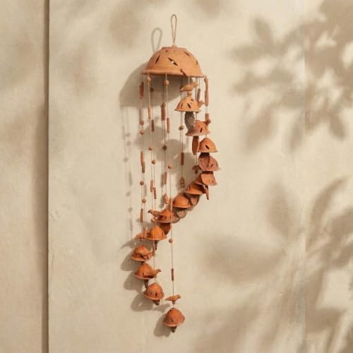 Handmade Terracotta Bird Wind Chime, Natural Clay Wind Chimes for Outdoor Garden, Balcony, Porch & Home Decor, Rustic Hanging Decoration & Housewarming Gift - Image 2