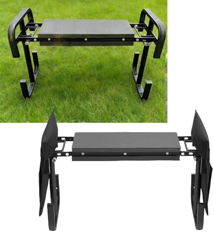 Luocute Garden Kneeler Seat, Heavy Duty Foldable Gardening Stool with 2 Tool Pouches and 10.6 Inch Wide Kneeling Pad, Adjustable Height for Women Men Seniors Gardening Camping Picnics (Black) - Image 4