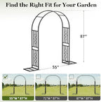 Metal Garden Arch, Heavy Duty Garden Trellis for Climbing Plants, with Enlarged Base for Stability, Ideal for Wedding Arches & Party Decorations, 55" W x 86" H - Image 6