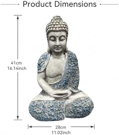 Buddha Garden Statue 16in, Weatherproof Resin Outdoor Zen Decor - Image 4