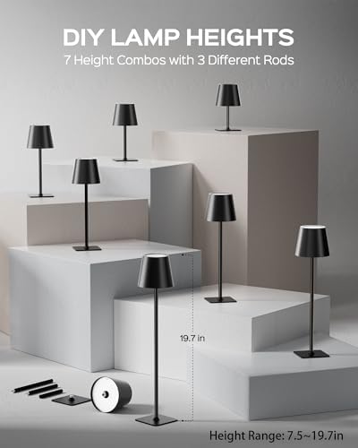 JACKYLED Cordless Table Lamps Rechargeable, 3 Height, 5000 Capacity - Image 3