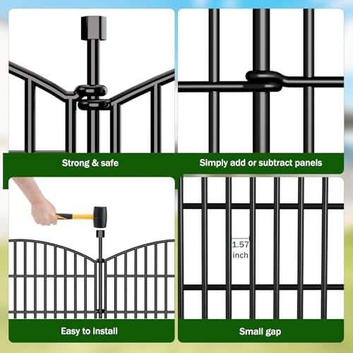 No Dig Decorative Garden Fence 10 Panels, 48 in (H) x 22.6 ft (L), Dog Fence Outdoor for Yard, Rustproof Metal Animal Barrier Ground Stakes Fencing for Garden, Patio, Flower Bed - Image 5