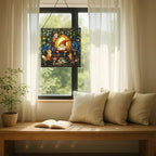 Forest Reading Gnome Stained Glass Suncatcher – Square Hanging Window Panel for Home or Greenhouse – Whimsical Glass Art Gift for Garden Lovers, Christmas, Halloween, Father Days EHxYe2 - Image 7