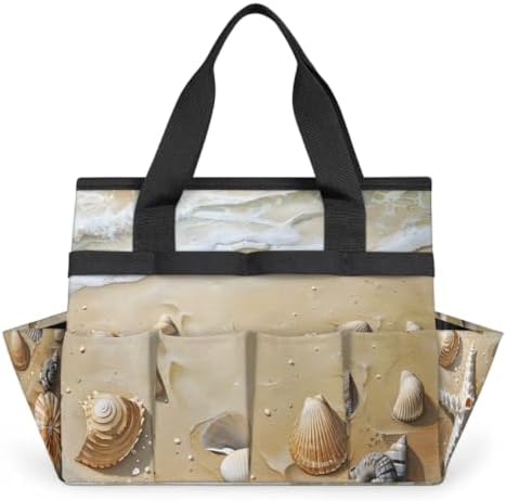 Starfish Beach Garden Tool Bag, Garden Tote Storage Bag with 10 Pockets, Indoor and Outdoor Seashell Hawaiia Tropical Gardening Tool Organizer for Women Men by CURLYOOT