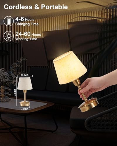 2 Pack Small Rechargeable Cordless Table Lamp for Restaurant Bar - Image 4