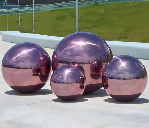 Stainless Steel Gazing Globe Mirror Ball, Decorative Gazing Balls for Garden, Reflective Smooth Garden Ball Sphere for Outdoor Yard Decoration (Purple, Dia: 10 inch) - Image 2