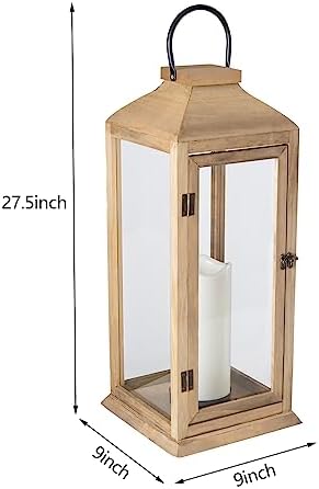 Bdor 2 Pack 27.5 Inch Outdoor Wooden Lanterns for Porch with LED Candles - Image 3