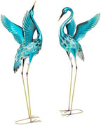 47.5" Metal Crane Statue, Extra-Large Blue Heron Decor Set of 2 - Image 2