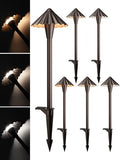 LEONLITE 6-Pack 3CCT Low Voltage LED Pathway Lights, Ruffles Head by LEONLITE