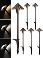 LEONLITE 6-Pack 3CCT Low Voltage LED Pathway Lights, Ruffles Head by LEONLITE