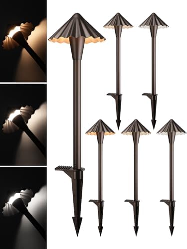LEONLITE 6-Pack 3CCT Low Voltage LED Pathway Lights, Ruffles Head by LEONLITE