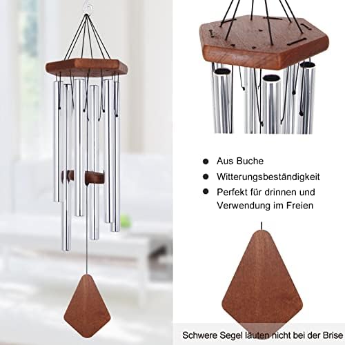 Memorial Wind Chimes for Outside 30 inch Silver Sympathy Gift Decor Chime - Image 5