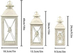 TRIROCKS 3-Pack Decorative Lanterns - 19" Vintage Metal Candle Holders with Tempered Glass - Perfect for Christmas, Living Room, Garden, Patio, Indoor & Outdoor Events (White with Gold Brush Finish) - Image 6