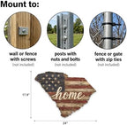 South Carolina "Home" State Shape Sign — Vintage American Flag Wall Decor - Image 3