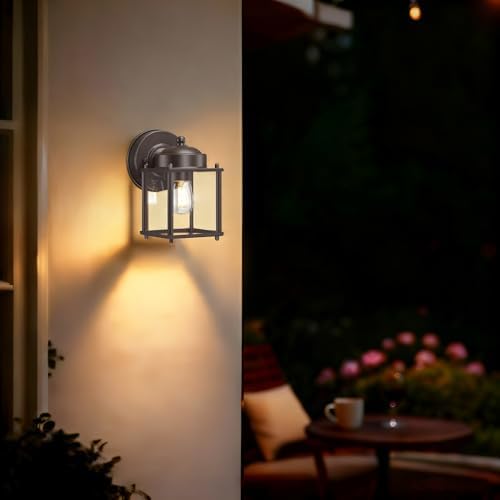 LIT-PaTH Outdoor Wall Light Fixture, Anti-Rust Metal Glass, Bronze, 2 Pack - Image 7