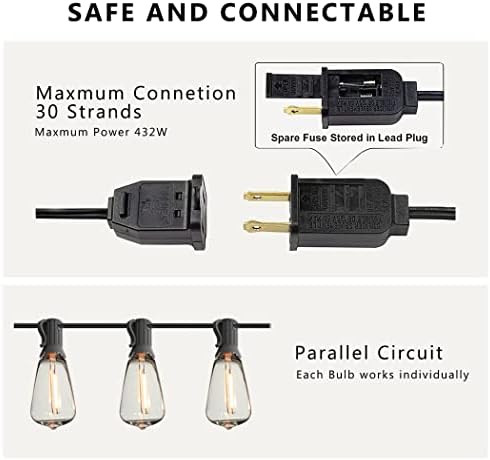 Outdoor String Lights Waterproof 50FT Patio Lighting for Outside Patio Yard - Image 4