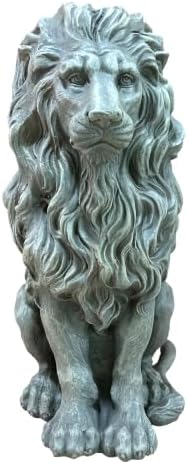 22.8" Seated Lion Statue Garden Outdoor Sculpture Home Patio Oxide - Image 4