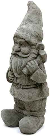 Garden Gnome with Mallet: Solid Durable Stone Statue with Vintage Texture. Sealed for Outdoors. Handcrafted USA. (Antique/Gray) - Image 5