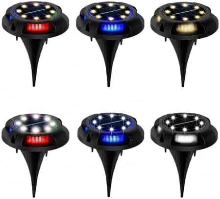 Ground Lights, 12LED Solar Power Disk Light Outdoor Garden(White Side-White) - Image 3