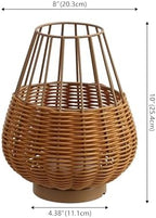 JONATHAN Y Elian 10" Faux Wicker Cordless Lamp, Light Brown, Set of 2 - Image 3