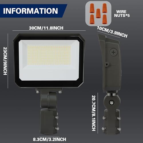 LAMPHOME LED Flood Lights Outdoor 100/120/150W W and 3000/4000/5000K Adjustable 19500Lm,Dusk-to-Dawn Sensor o Dawn Flood Light for Yard, Garage, Garden,UL Listed,Includes Knuckle Mount - Image 7