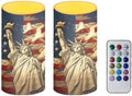 American Flag Flameless Candles The Stars and Stripes Battery Operated LED Candles with Color Changing Timer Remote Control Plastic Pillar Lights for Party Holiday Decor by Merkmak