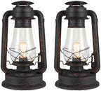 Rustic Lantern Table Lamp Set Hand Finished Rusty Over Powdercoat UL Listed Dimmable Large Body 15" by Muskoka by MuskokaLifestyleProducts