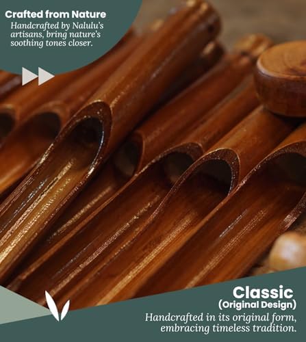 Nalulu Classic Bamboo Wind Chimes - Outside Outdoor Wood Wooden Windchimes, Medium, Handcrafted with Calming Deep Tones, Ideal Home Decor or Gift for Any Occasion - Image 2