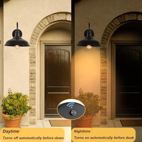Outdoor Gooseneck Barn Lights with Dusk to Dawn Sensor, 10.6inch Black Farmhouse Exterior Light Fixture Wall Mount, Outdoor Wall Sconces Outside for Farm House Garage Porch Patio 1pack - Image 4