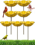 Handmade Metal Flower Garden Stake Bird Bath Bee Watering Station Feeder Pollinator Outdoor Decorative Bowl Butterfly Wildflower Rustic Yard Art Support for Outdoor Yard Decor(Yellow) by Unknown