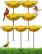 Handmade Metal Flower Garden Stake Bird Bath Bee Watering Station Feeder Pollinator Outdoor Decorative Bowl Butterfly Wildflower Rustic Yard Art Support for Outdoor Yard Decor(Yellow) by Unknown