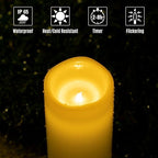 6" 8" 10" x 4" Ivory Large Waterproof Outdoor Flameless Candles Battery Operated LED Flickering Pillar Candles with Remote and Timer for Indoor Outdoor Lanterns, Long Lasting, Set of 3 - Image 3