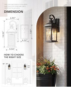 FEMILA Dusk to Dawn Exterior Wall Sconce, 15" Front Porch Light Fixtures Wall Mount for Patio, Garage, Garden, UL Listed, Matte Black Water Ripple Glass, 4FD54B-PC BK-WP - Image 5