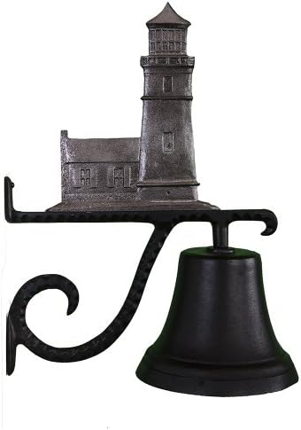 Montague Metal Products 7.75″ Diameter Cast Bell with Ornament, Hanging Bell, Dinner Bell, Heavy Duty Cast Aluminum (Cottage Lighthouse) by MontagueMetalProducts