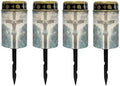 Poceacles Cross Solar Lights Set of 4 Outdoor Waterproof Cemetery Solar Outdoor Candle Grave Solar Decoration Solar Votive Candles Blessed Candles for Loss of Loves One, God Cross Light by Poceacles