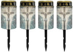 Poceacles Cross Solar Lights Set of 4 Outdoor Waterproof Cemetery Solar Outdoor Candle Grave Solar Decoration Solar Votive Candles Blessed Candles for Loss of Loves One, God Cross Light by Poceacles