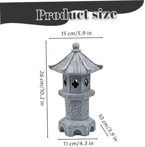 Resin Solar Japanese Pagoda Garden Statue Lantern, Decorative Zen Landscape Light for Yard Patio Lawn, Waterproof Outdoor Decor Style 4 - Image 2