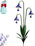 Triple Bluebells Garden Stake with Bell, Flamed Copper Three Calla Lilies Garden Stake, Metal Flower Outdoor Yard Decoration, Weather Resistant Rustic Handmade Wind Bell Stakes for Lawn Patio (B) by Unknown